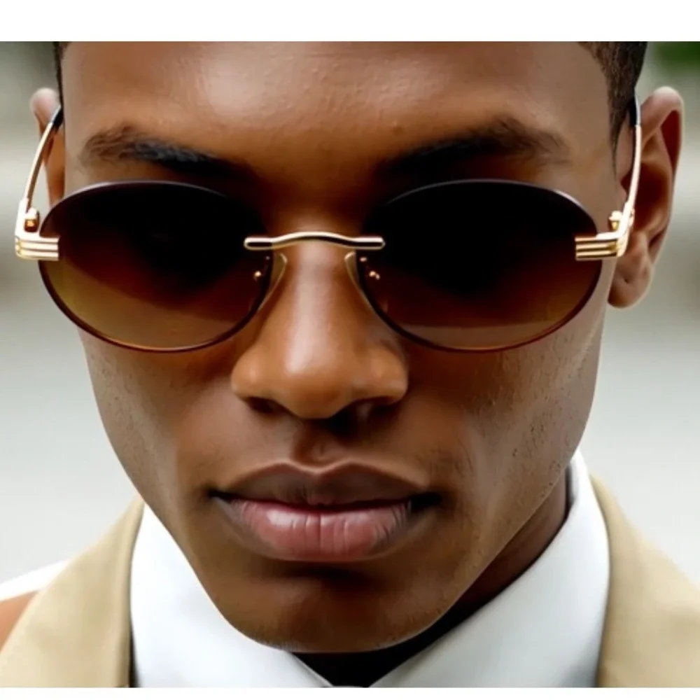 Sunglasses Classic Silhouette Men Shades Sleek Minimalist Design‎ Gold Hip Hop